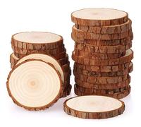 Discos de Madera, Hitopin 30 Piezas 7-8 cm Discos de Madera Natural, Rodajas de Madera, Troncos Madera Decoracion, para Bricolaje, Boda, Decoración Navideña (7 - 8 cm)