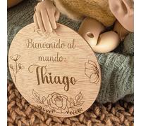 Discos de Madera para Fotos de Primer Año, Set de Tarjetas Conmemorativas Mi Primer Añito, Decoración Rústica con Diseño de Hojas - set de discos de madera cumplemes recién nacido
