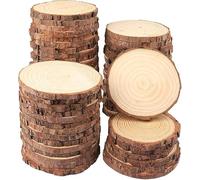 Discos de manualidades rústicos naturales pintados a mano, rodajas redondas de 2 a 2.5 pulgadas para bricolaje y decoración, círculos orgánicos para adornos de Navidad y bodas (60 unidades)