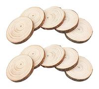 Discos de manualidades rústicos naturales pintados a mano, rodajas redondas de 2 a 2.5 pulgadas para bricolaje y decoración, círculos orgánicos para adornos de Navidad y bodas (10 unidades)