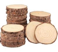 Discos de manualidades rústicos naturales pintados a mano, rodajas redondas de 2 a 2.5 pulgadas para bricolaje y decoración, círculos orgánicos para adornos de Navidad y bodas (40 unidades)