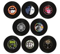 Discos de vinilo para decoración de pared, 8 piezas tamaño single 7 pulgadas, para decorar fiestas de rock música, cumpleaños bares pubs fiestas temáticas de los 70s 80s 90s retro vintage old school
