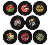 Discos de vinilo para decoración de pared, 8 piezas tamaño single 7 pulgadas, para decorar fiestas de rock música, cumpleaños bares pubs fiestas temáticas de los 70s 80s 90s retro vintage old school