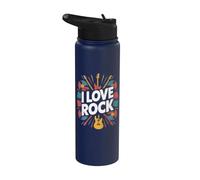 Discos de vinilo para guitarra I Love Rock Music Stainless Steel Insulated Water Bottle