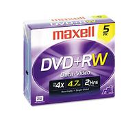 Discos DVD+RW, 4,7 GB, 4 x, con Cajas de Joyas, Plata, Paquete de 5