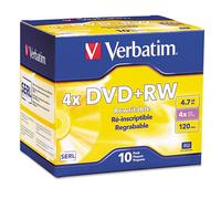 Discos DVD+RW Verbatim 94839 de 4,7 GB, 4X, con estuche delgado color perla, paquete de 10
