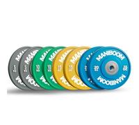 Discos Pesas Olimpicos Bumper 5kg, 10kg, 20kg, 25kg - Placas de Caucho Alta Densidad (85 Shore A) para Barra Olímpica 50mm - Equipo de Gimnasio en Casa, Cross Training y Halterofilia (COMBO 100 KG)