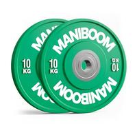 Discos Pesas Olimpicos Bumper 5kg, 10kg, 20kg, 25kg - Placas de Caucho Alta Densidad (85 Shore A) para Barra Olímpica 50mm - Equipo de Gimnasio en Casa, Cross Training y Halterofilia (2 x 10KG)