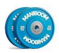 Discos Pesas Olimpicos Bumper 5kg, 10kg, 20kg, 25kg - Placas de Caucho Alta Densidad (85 Shore A) para Barra Olímpica 50mm - Equipo de Gimnasio en Casa, Cross Training y Halterofilia (1 x 20KG)