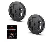 Discos pesas, pesas, 30mm, 2,5kg - 5kg - 10kg, ejercicios gimnasio en casa, barra gimnasio, mancuerna, rutina entrenamiento, guia entrenamiento personalizada (2 X 5 KG)