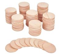 Discos redondos de madera sin terminar 100 piezas redondas de madera, círculos sin tratar 3,8 cm (1,5 pulgadas), rodajas recortadas for adornos y manualidades