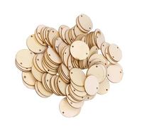 Discos redondos de madera sin terminar 100 rodajas de madera redondas con 2 agujeros, sin acabado, lisas, for manualidades, colgantes, decoración del hogar, adornos boda, posavasos