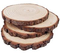 Discos redondos naturales, rodajas de madera rústica, 4 piezas de 8.2 a 9 pulgadas, kit de madera sin terminar, círculos, manualidades, rodajas de árbol con discos de tronco de corteza para