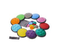 Discos sensoriales t ctiles GONGE - Juego de 20 discos texturizados para escalones, exploraci n sensorial, desarrollo cognitivo - Incluye venda p