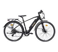 Discovery E8200 - Bicicleta de pedaleo asisivo, Trekking Bike con Ruedas de 28" y Horquilla amortiguada, Cambio Shimano de 7 velocidades, para Hombre, Negro Mate