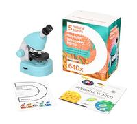 Discovery Microscopio Educativo para niños y Principiantes, con un Colorido Libro en Polaco Incluido en el Kit, Azul Claro