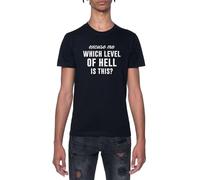 Disculpe ¿Qué Nivel De Infierno Es Este Camiseta Negro para Hombre De Manga Corta con Cuello Redondo