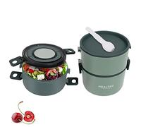 dise?o de compartimento desmontable de tres capas de 2200 ml,Fiambrera térmica, caja Bento para trabajadores de oficina y cafetería redonda portátil para estudiantes[verde], Fiambrera Fiambrera