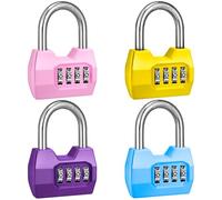 Disecu® - Paquete de 4 candados de combinación de grillete ancho de 4 dígitos para exteriores, impermeables, para taquilla escolar, gimnasio, valla, caja de herramientas, puerta, cobertizo,