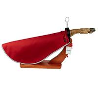 DiseLio Cubre Jamón Rojo con Vivo de Rayas al rededor, con Forma Redondeada. Protector para Jamón o Paletilla (C-J-Roj_Rayas)