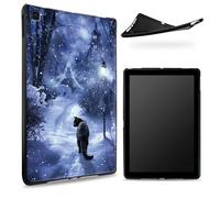 Diseñada para Samsung Galaxy S6 Lite de 10.4 pulgadas (SM-P625/P620/P619/P615), parte trasera de goma TPU mate con gato negro en nieve, funda protectora de silicona suave a prueba de golpes