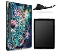 Diseñada para Samsung Galaxy Tab S8 Plus 2022 / S7 FE 2021 / S7 Plus 2020 de 12.4 pulgadas, parte trasera de goma TPU mate con mandalas artísticas, cubierta delgada de silicona suave de goma con