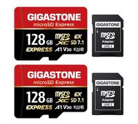 【Diseñada para Switch 2】 GIGASTONE 128GB microSD Express Paquete de 2 R/W 880/550MB/s, Memoria SDXC SD 2.0 3.0 5.0 7.1 UHS-I UHS-II, Cámara Dron, V30 U3, Adaptador SD【5 Años Recuperación de Datos】
