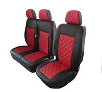 Diseñadas para adaptarse a Peugeot Boxer, Citroen Jumper/Relay, Fiat Ducato 2006-2018 LHD ECO negro y rojo fundas de asiento delantero 2+1 (1 individual 1 doble)