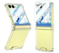 Diseñado para Galaxy Z Flip 7 Case with Bisagra Protection & Built-in Tempered Glass Screen Protector para Samsung Flip 7 Full Cover Phone Protection Case Clear for Z Flip 7 - Clear
