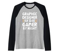 Diseñador Gráfico por Day Gamer Night Artista Digital Gaming Camiseta Manga Raglan