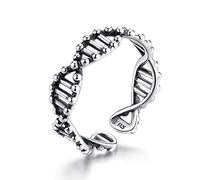 Diseño 925 plata esterlina ADN abierto ajustable anillos de dedo para las mujeres tamaño libre anillo joyería de