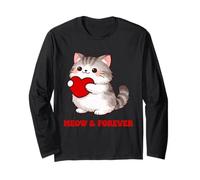 Diseño a Juego para Amantes de los Gatos de San Valentín Meow & Forever Manga Larga