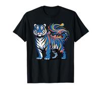 Diseño Abstracto Colorido de la Camiseta del espíritu del Tigre Que Fluye Camiseta