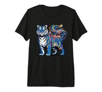 Diseño Abstracto Colorido de la Camiseta del espíritu del Tigre Que Fluye Camiseta Premium