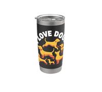 Diseño adorable para amantes de los perros I Love Dogs Vaso térmico de acero inoxidable de doble pared