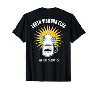 Diseño Alien Café Latte Art Vintage en la Espalda Camiseta