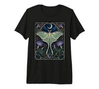 Diseño Art Nouveau Luna Polilla Luna Morning Glory Camiseta Premium