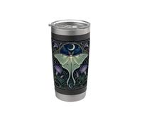 Diseño Art Nouveau Luna Polilla Luna Morning Glory Vaso térmico de acero inoxidable de doble pared