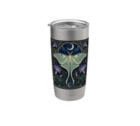 Diseño Art Nouveau Luna Polilla Luna Morning Glory Vaso térmico de acero inoxidable de doble pared