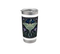 Diseño Art Nouveau Luna Polilla Luna Morning Glory Vaso térmico de acero inoxidable de doble pared