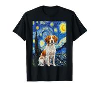 Diseño artístico de Brittany Spaniel Dog Starry Night Camiseta