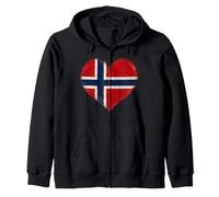 Diseño artístico de corazón con la Bandera de Noruega Sudadera con Capucha