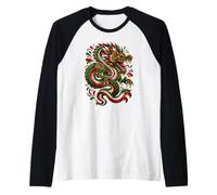 Diseño artístico de fantasía del dragón Mexicano intrépido del Orgullo de México Camiseta Manga Raglan