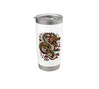 Diseño artístico de fantasía del dragón mexicano intrépido del orgullo de México Vaso térmico de acero inoxidable de doble pared