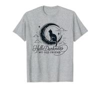 Diseño artístico de Hello Darkness, My Old Friend, Luna Creciente y Gato Camiseta