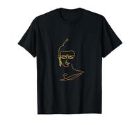 Diseño artístico de línea de Buda sonriente dorado - Zen & Min minimalista Camiseta