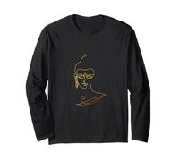 Diseño artístico de línea de Buda sonriente dorado - Zen & Min minimalista Manga Larga