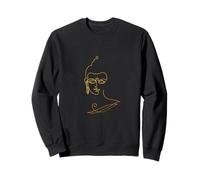 Diseño artístico de línea de Buda sonriente dorado - Zen & Min minimalista Sudadera