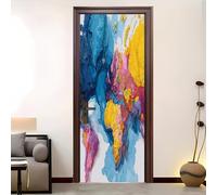 DiseñO ArtíStico de Mapamundi Autoadhesivo Vinilos Para Puertas, Colorido Autoadhesivo Adhesivo Fotográfico Para Puerta o Pared, Arte Mural Etiqueta Carteles Pegatinas De Pared Diy 86x200 cm