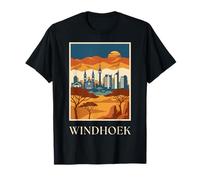 Diseño artístico de Viaje Retro Vintage del Horizonte de Windhoek, Namibia Camiseta